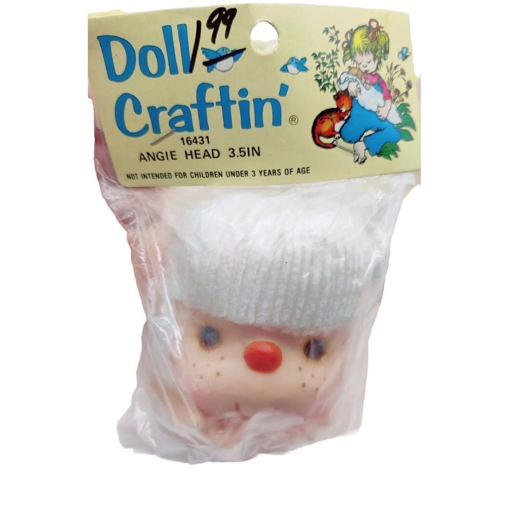 Vintage 1980 Mangelsen's Doll Craftin Angie Head & Hands White Hair NIP Crafts